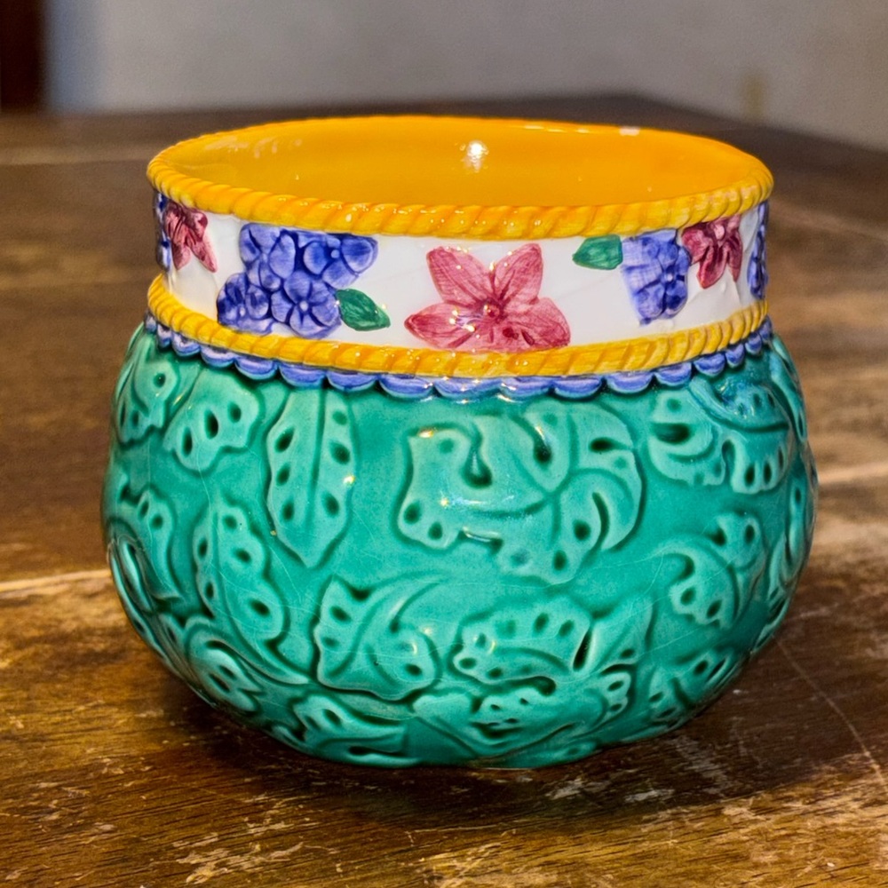 Fitz and Floyd "Tuscany Fields" ceramic potpourri bowl or planter Not For Food